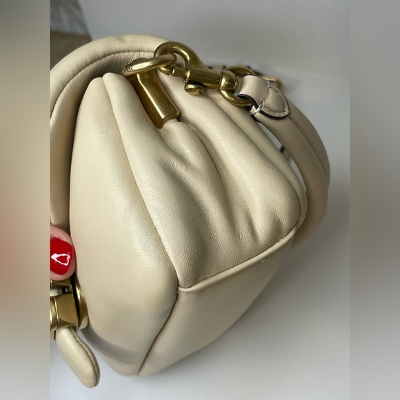 Coach Pillow Tabby 18 in Beige Leather crossbody 2 way bag with 2 straps EUC - Picture 16 of 16